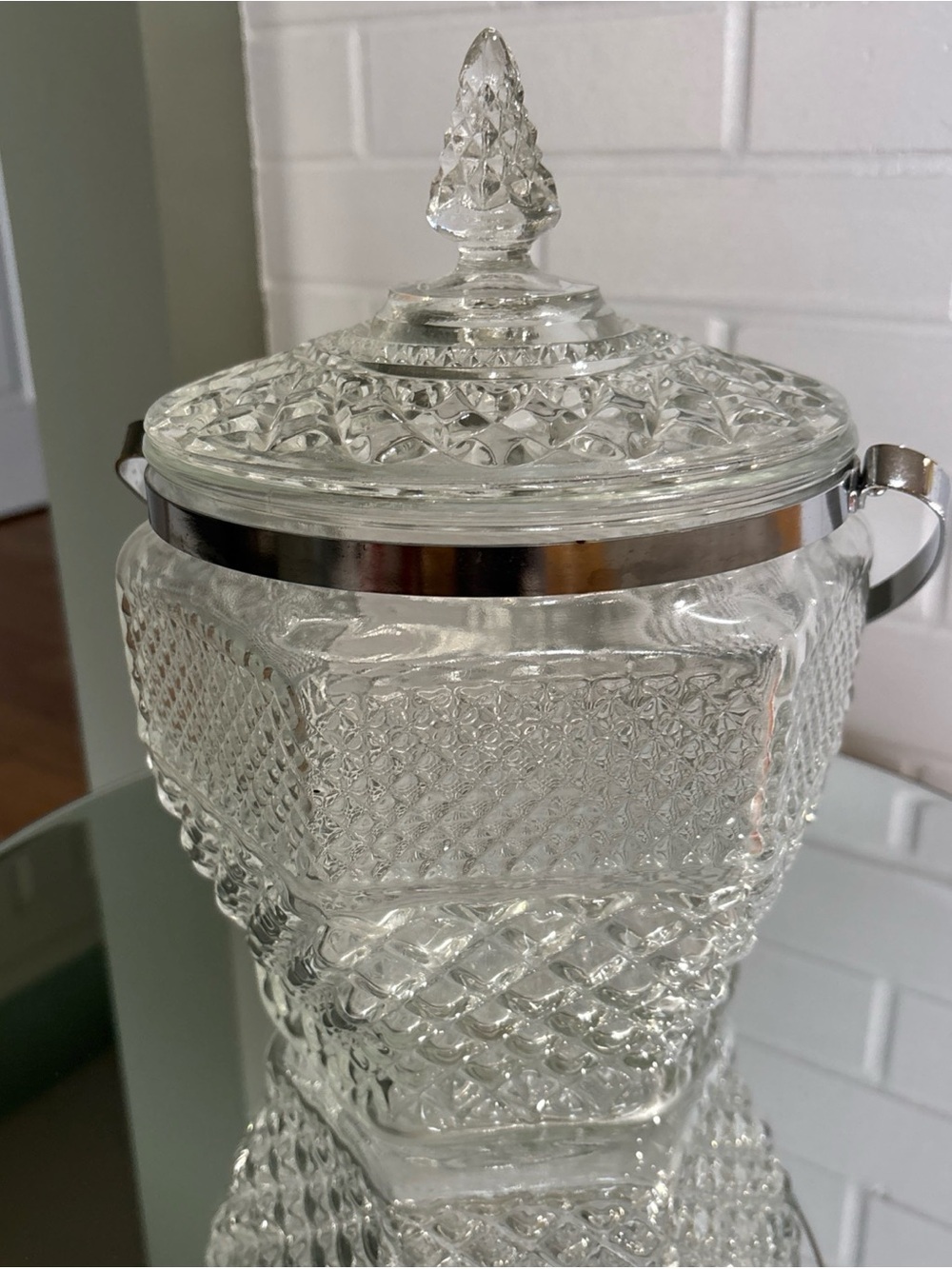 Anchor Hocking  Glass Covered Ice Bucket or Cookie  Jar